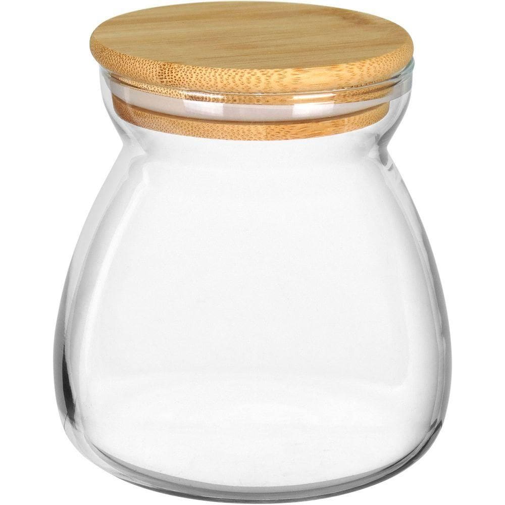 Pote Porta Mantimentos Home&co Com Tampa Bambu Borossilicato 650ml 11x8x8cm Transparente