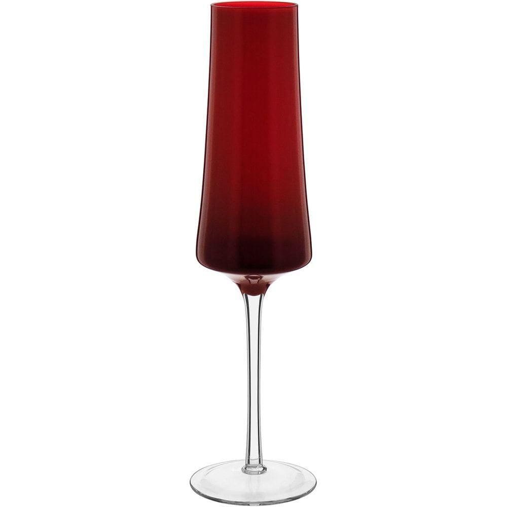 Jogo 2 Taças Champanhe Home&co Vidro 210ml 26x7x7cm Vermelho
