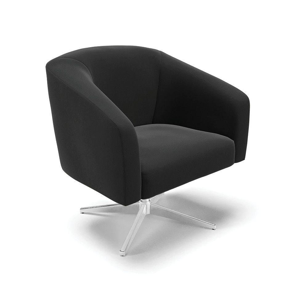 Cadeira Sala De Jantar Giratória Base Cromada Stella Suede D03 - D`rossi Cor Preto