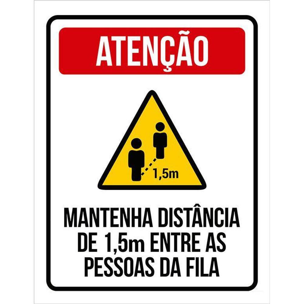 Placa - Atenção Mantenha Distância Na Fila 36X46