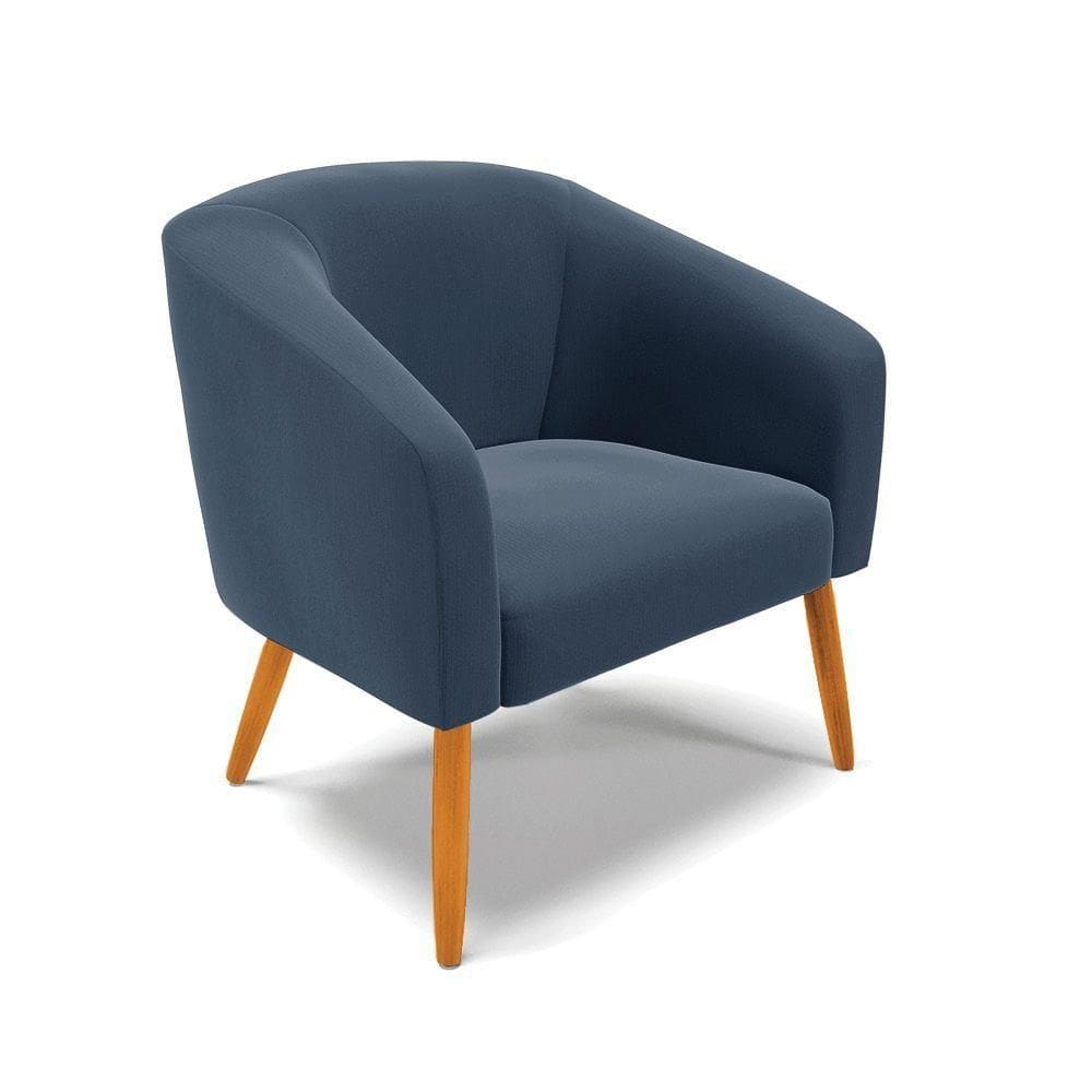 Cadeira Sala De Jantar Pé Palito Castanho Stella Suede Cor Azul Marinho