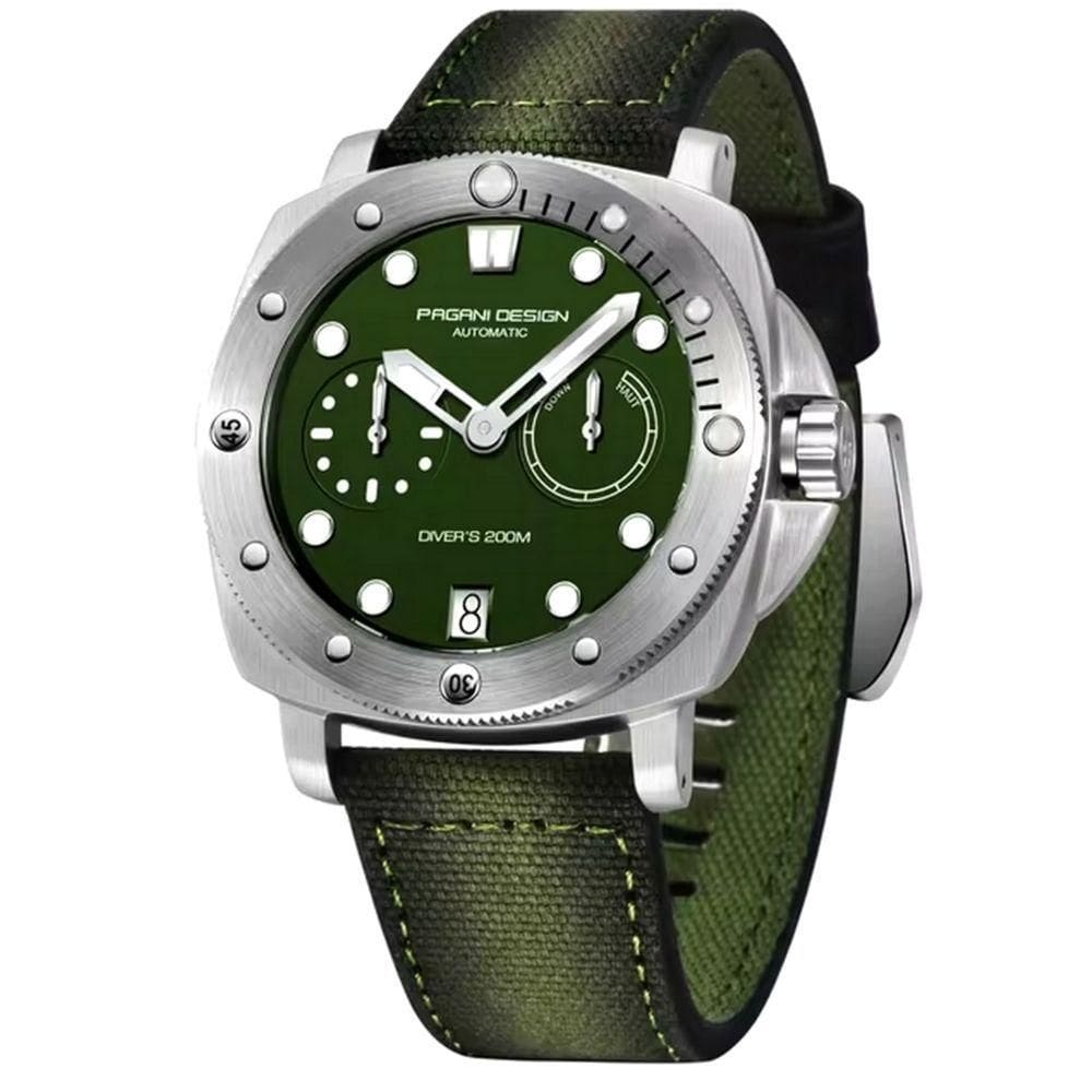 Relógio De Mergulho Mecânico Automático Masculino 200m à Prova D`água Verde