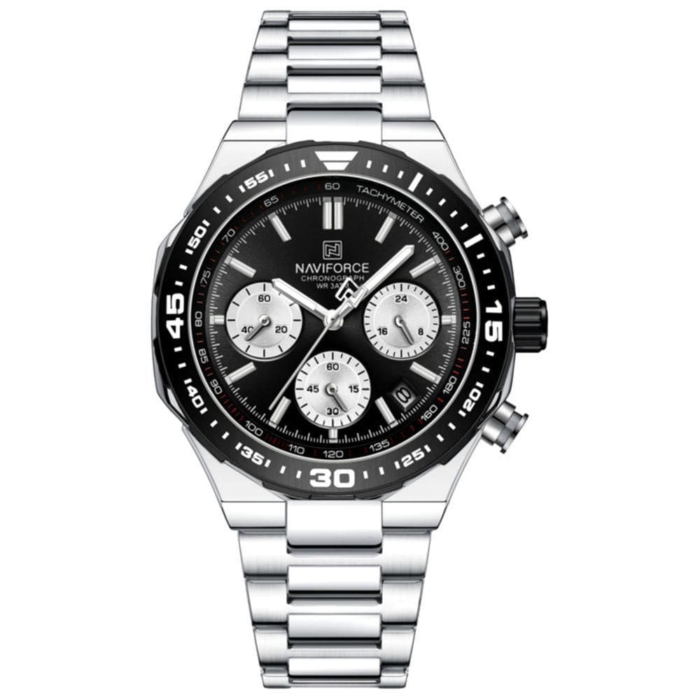 Relógio De Quartzo Masculino Com Pulseira De Aço Inoxidável Esportivo Impermeável Prata