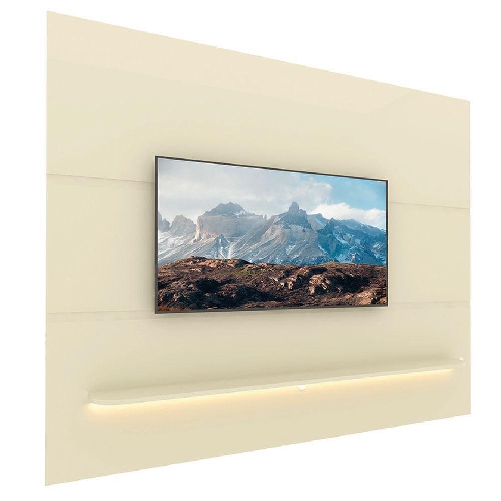 Painel Para Tv Até 85 Polegadas Com Prateleira E Led Royal Off White Gelius Off White