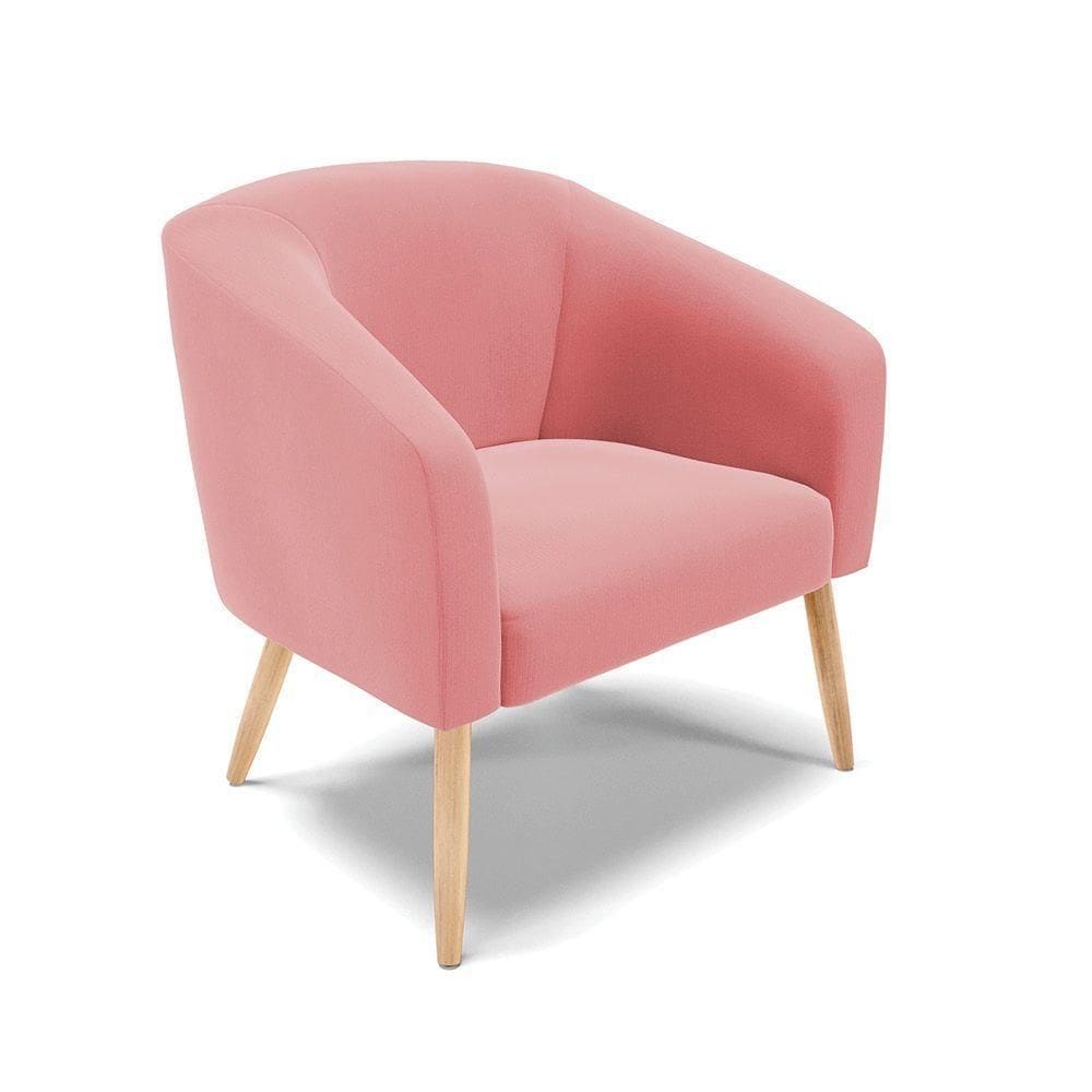 Cadeira Sala De Jantar Pé Palito Natural Stella Suede D03 - D`rossi Cor Rose
