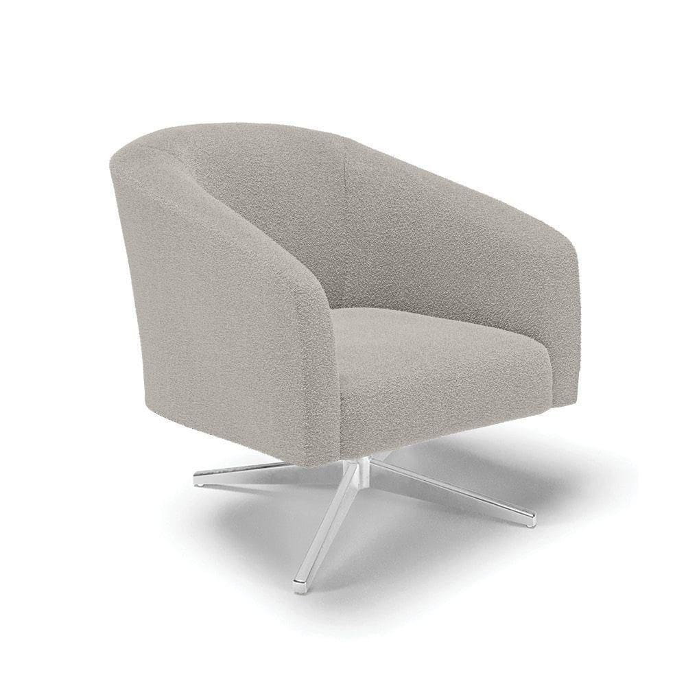 Cadeira Sala De Jantar Giratória Base Cromada Stella Bouclê D03 - D`rossi Cor Cinza