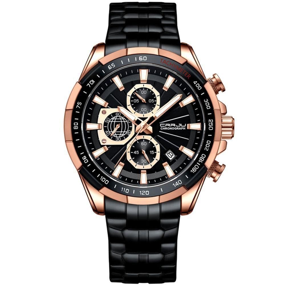 Relógio De Pulso Masculino Esportivo Resistente à água Pulseira De Aço Inoxidável Preto