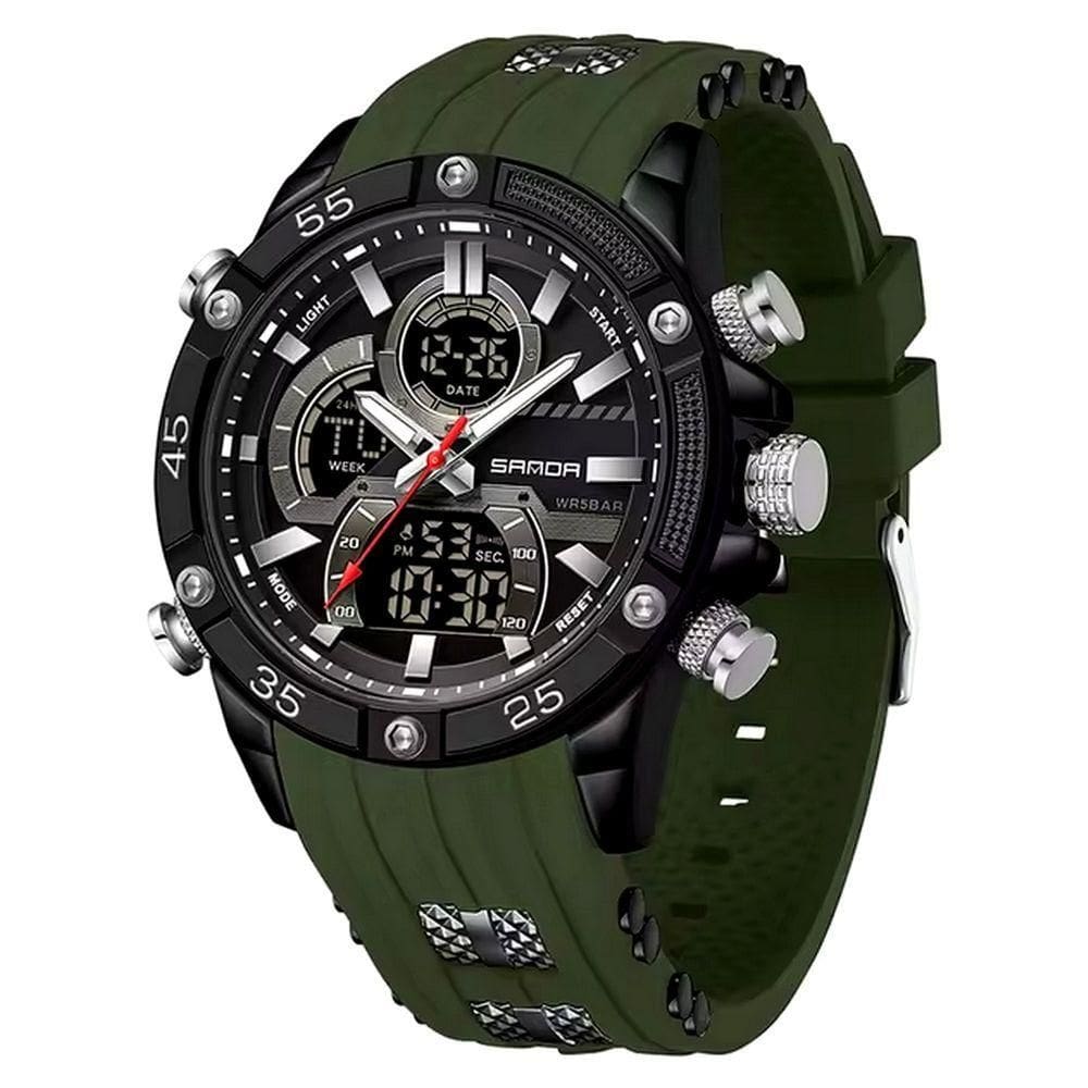 Relógio De Pulso Impermeável Masculino Esportivo De Quartzo Verde