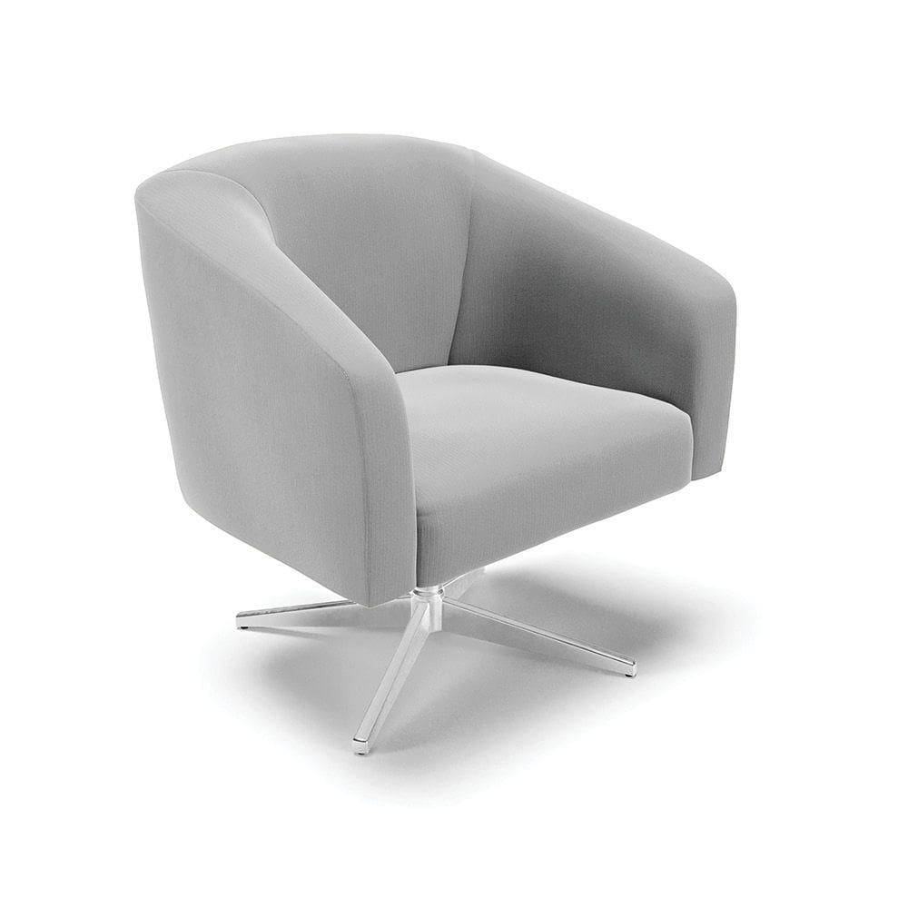 Cadeira Sala De Jantar Giratória Base Cromada Stella Suede D03 - D`rossi Cor Cinza