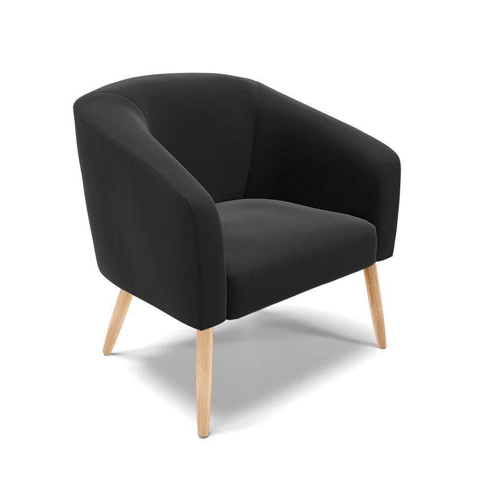 Cadeira Sala De Jantar Pé Palito Natural Stella Suede D03 - D`rossi Cor Preto