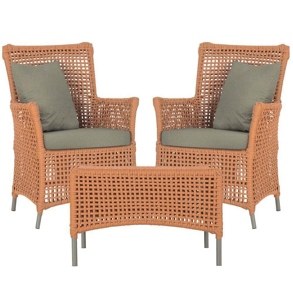 2 Poltronas E 1 Mesa Igapó Alumínio Fendi Corda Náutica E8 Terra Cota