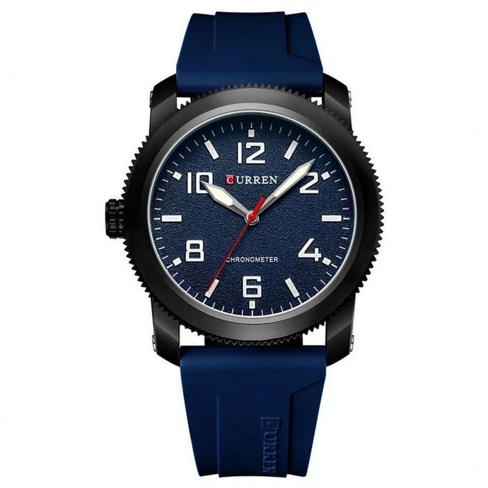 Relógio De Pulso De Quartzo Masculino Com Pulseira De Silicone Impermeavel 3atm Azul