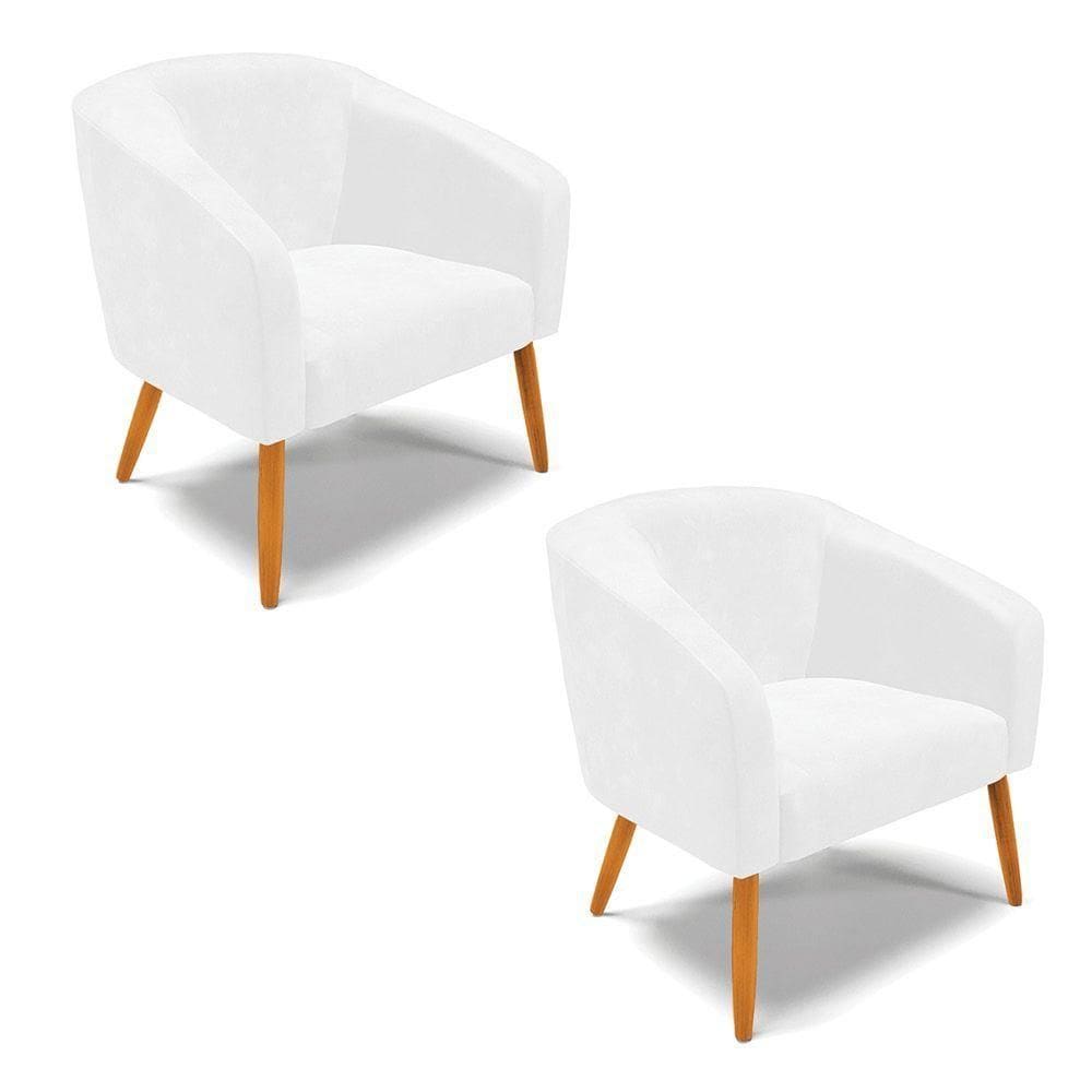 Cadeira Sala De Jantar Pé Palito Castanho Kit 2 Stella Sintético Pu D03 - D`rossi Cor Branco