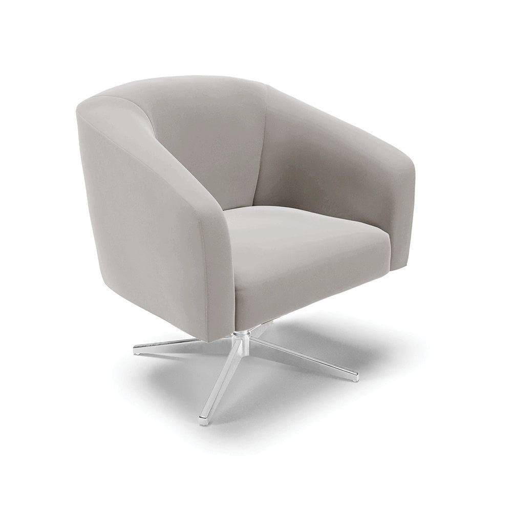 Cadeira Sala De Jantar Giratória Base Cromada Stella Veludo D03 - D`rossi Cor Cinza