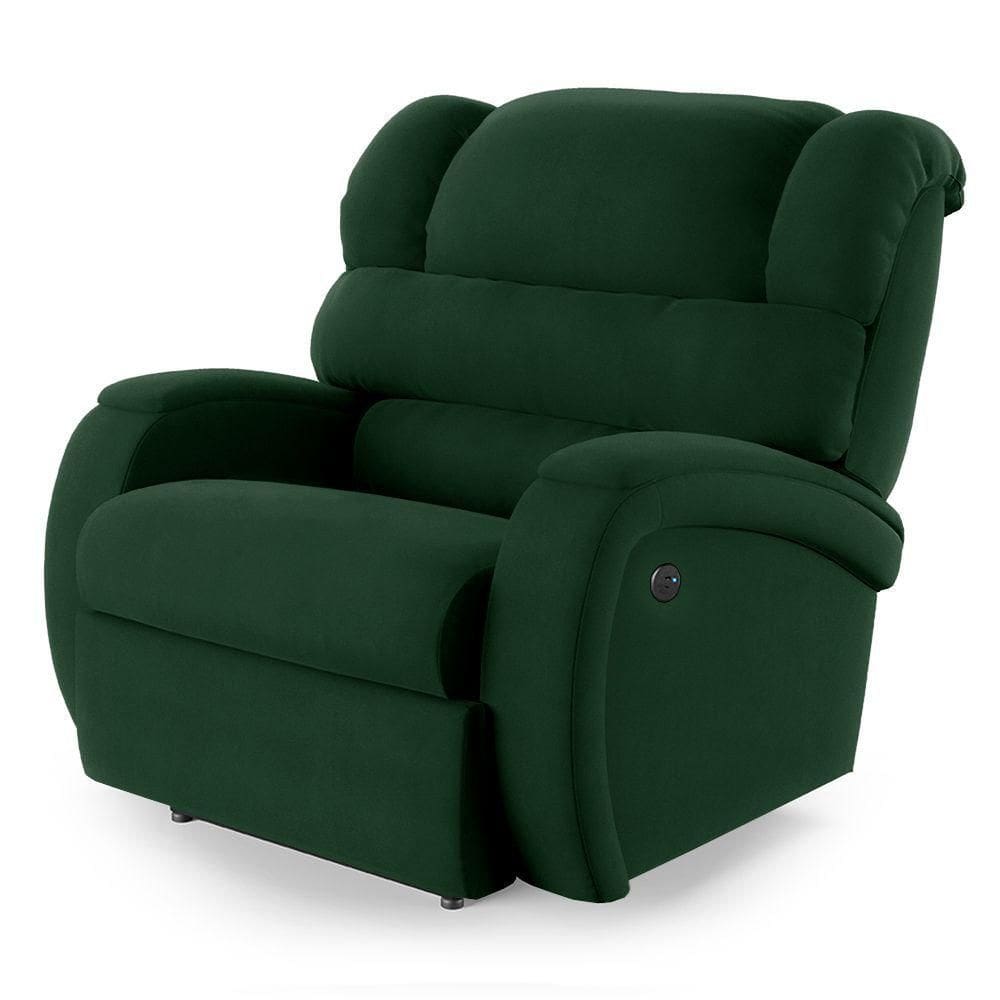 Poltrona Do Papai Reclinável Napoli Power Elétrica Usb Veludo Verde Fh1