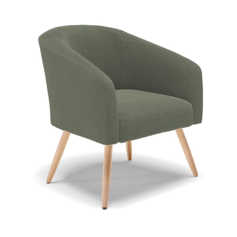 Poltrona Decorativa Pé Palito Natural Stella Bouclê D03 Verde Pistache