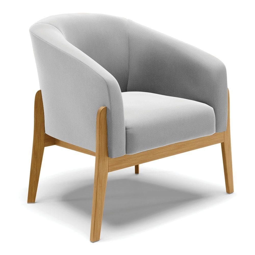 Cadeira Sala De Jantar Base De Madeira Kit 2 Stella Suede D03 - D\`rossi Cor Cinza