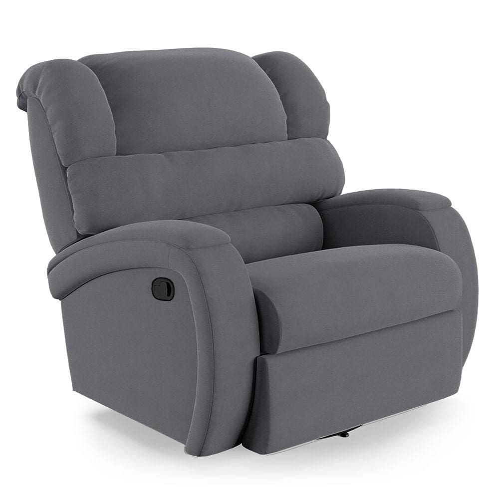 Poltrona Do Papai Reclinável Napoli Glider Giratória Usb Veludo Cinza Fh1