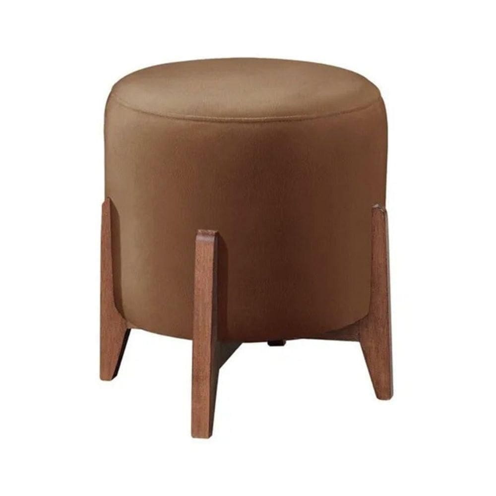 Puff Estofado Decorativo Redondo Eloá Corino Caramelo