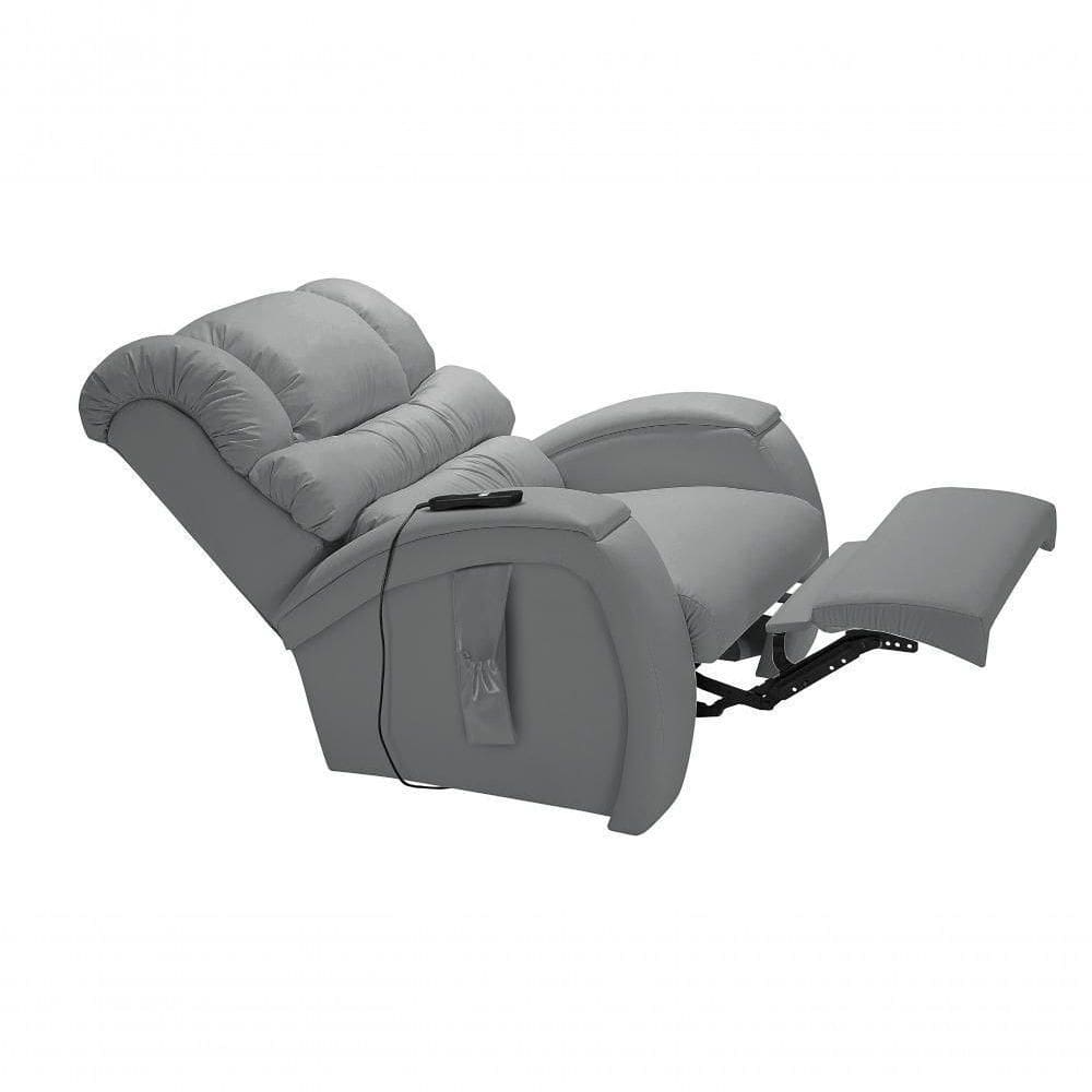 Poltrona Reclinável Cadeira Imperial Para Idoso Motorizada Corano Gravidade Zero Massageadora Império Cinza