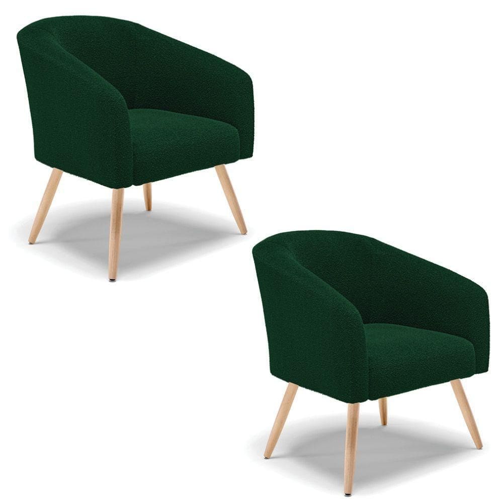 Cadeira Sala De Jantar Pé Palito Natural Kit 2 Stella Bouclê D03 - D`rossi Cor Verde