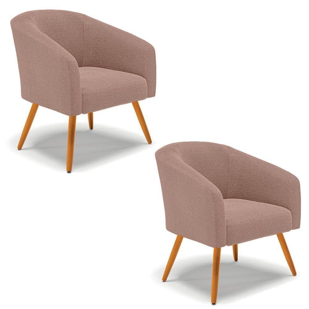 Cadeira Sala De Jantar Pé Palito Castanho Kit 2 Stella Bouclê D03 - D`rossi Cor Rose