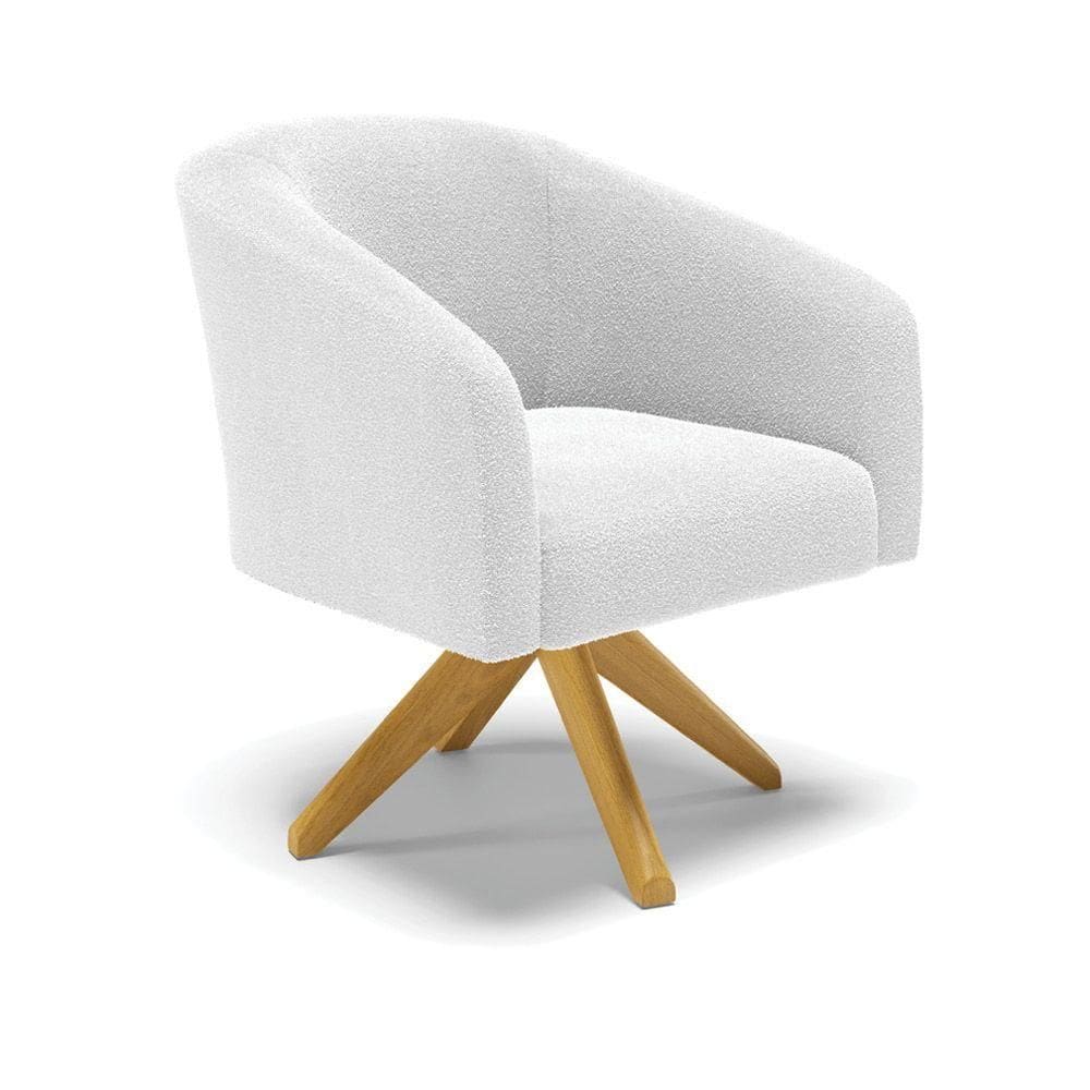 Cadeira Sala De Jantar Giratória Ma30 Stella Bouclê D03 - D`rossi Cor Off White