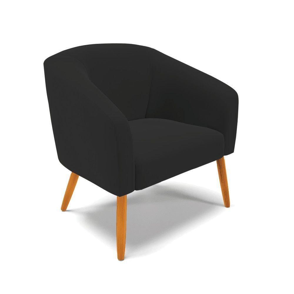 Cadeira Sala De Jantar Pé Palito Castanho Stella Sintético Pu D03 - D`rossi Cor Preto