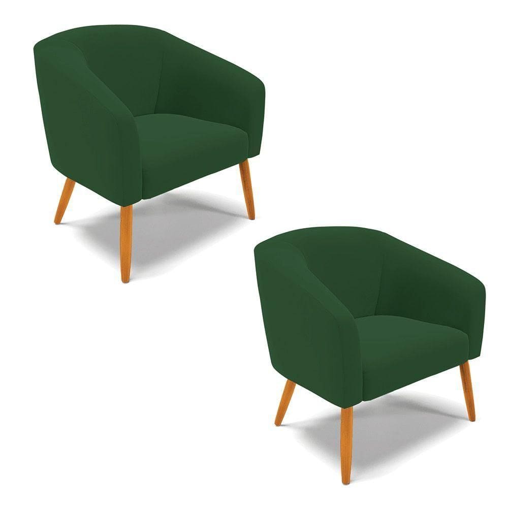Cadeira Sala De Jantar Pé Palito Castanho Kit 2 Stella Veludo D03 - D`rossi Cor Verde