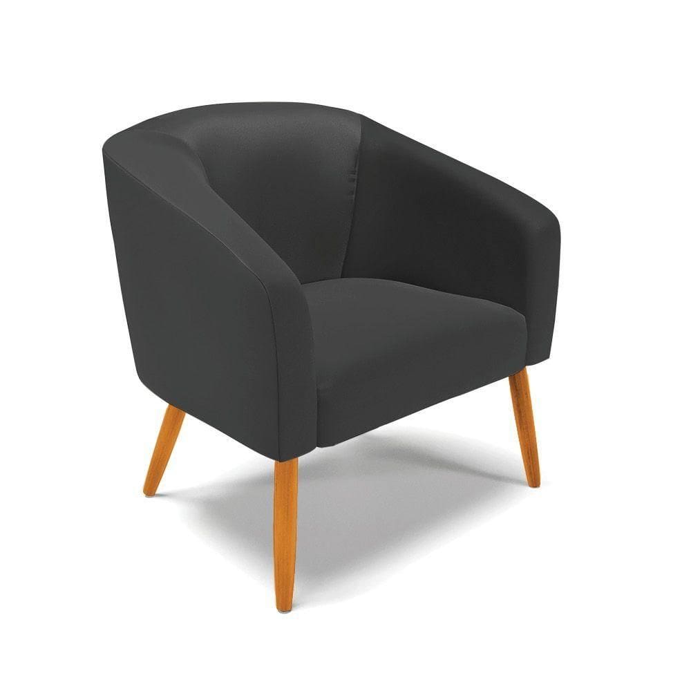 Cadeira Sala De Jantar Pé Palito Castanho Stella Sintético D03 - D`rossi Cor Preto