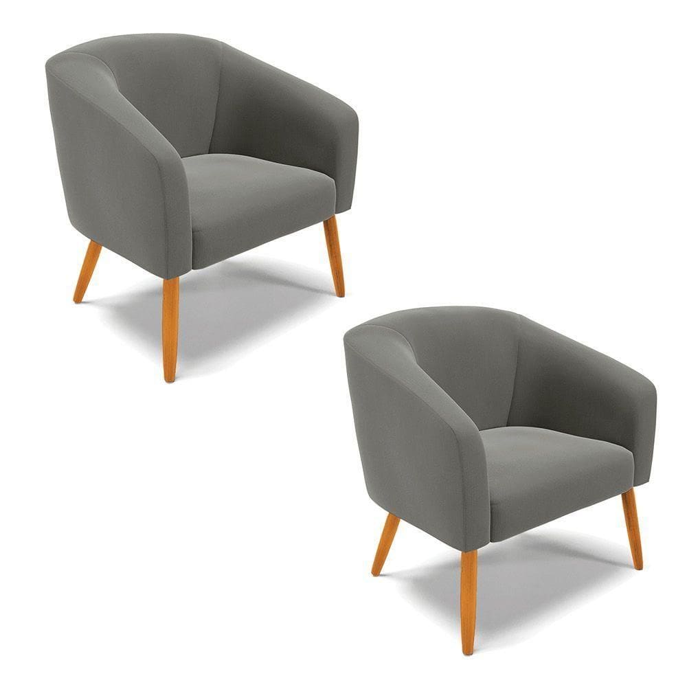 Cadeira Sala De Jantar Pé Palito Castanho Kit 2 Stella Suede D03 - D`rossi Cor Grafite