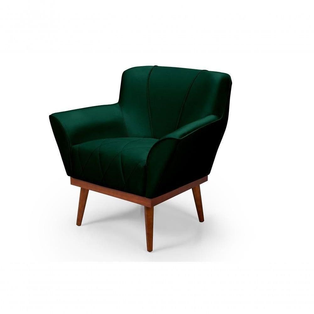 Cadeira Poltrona Yasmin Veludo Decorativa Império Estofados Verde