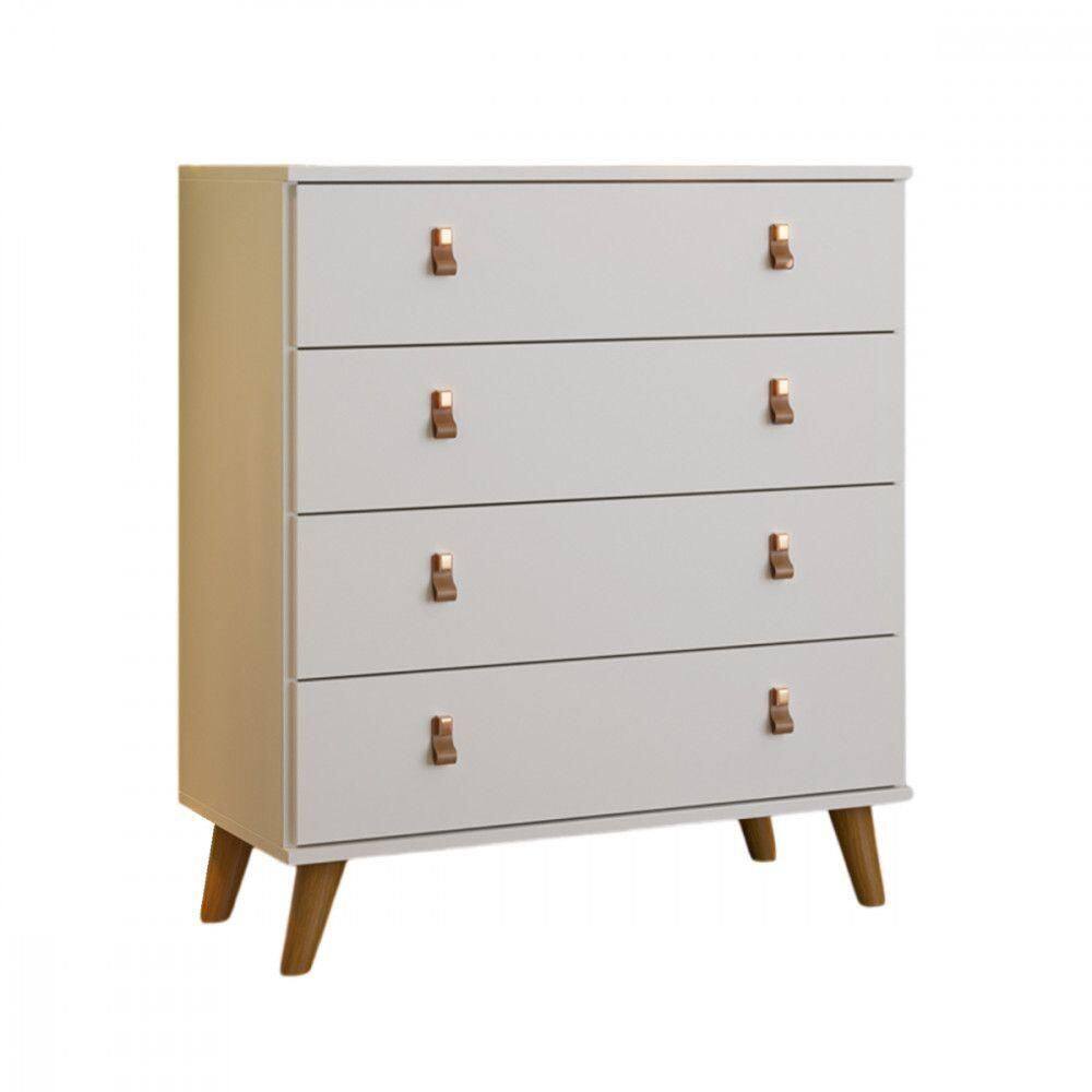 Cômoda 4 Gavetas Branco Brilho Batrol Branco