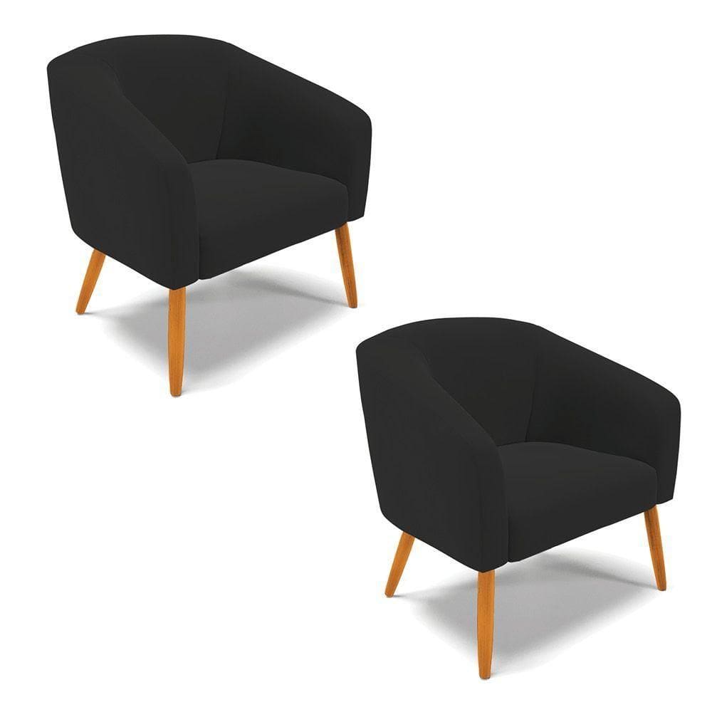 Cadeira Sala De Jantar Pé Palito Castanho Kit 2 Stella Veludo D03 - D`rossi Cor Preto
