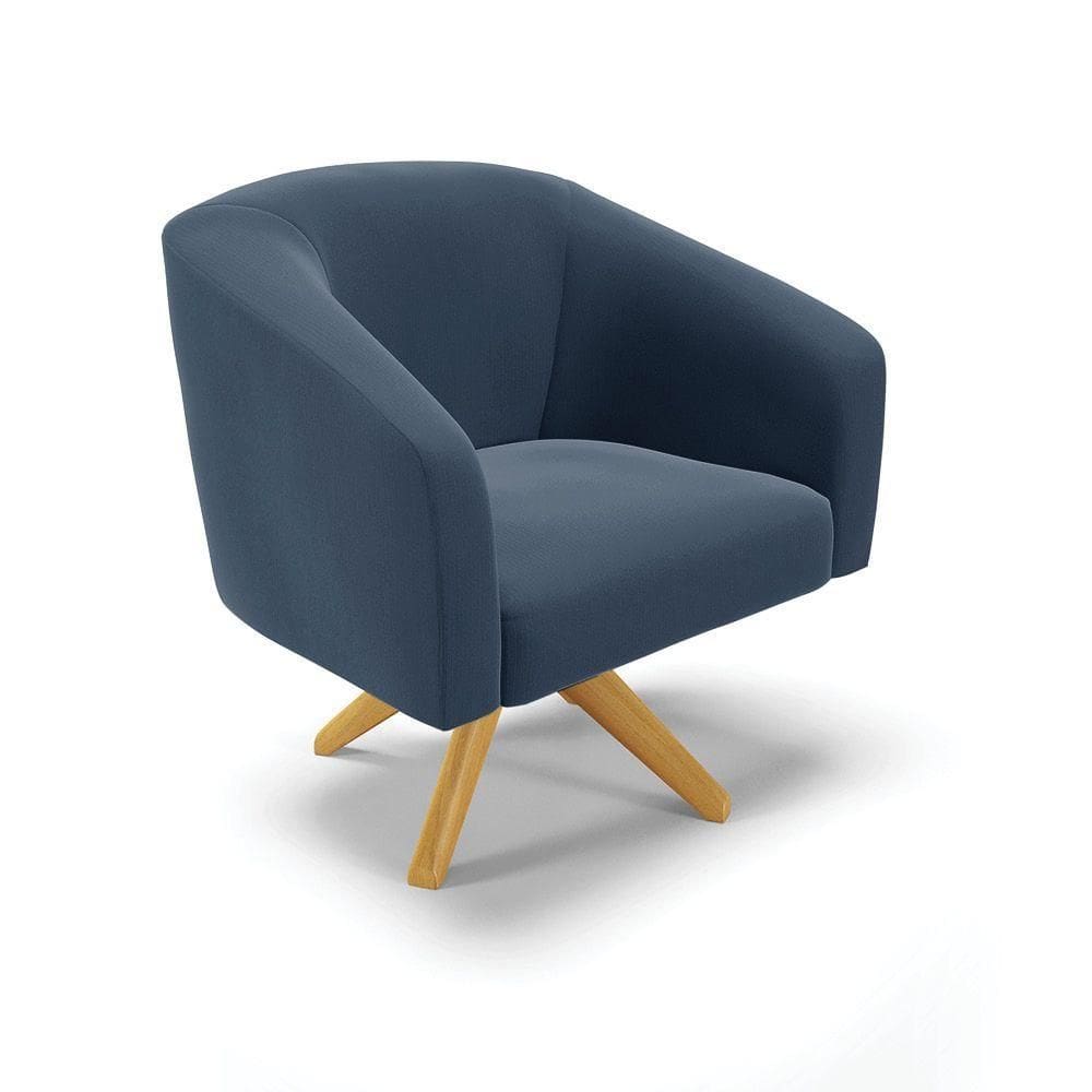 Cadeira Sala De Jantar Giratória Ma30 Stella Suede D03 - D`rossi Cor Azul