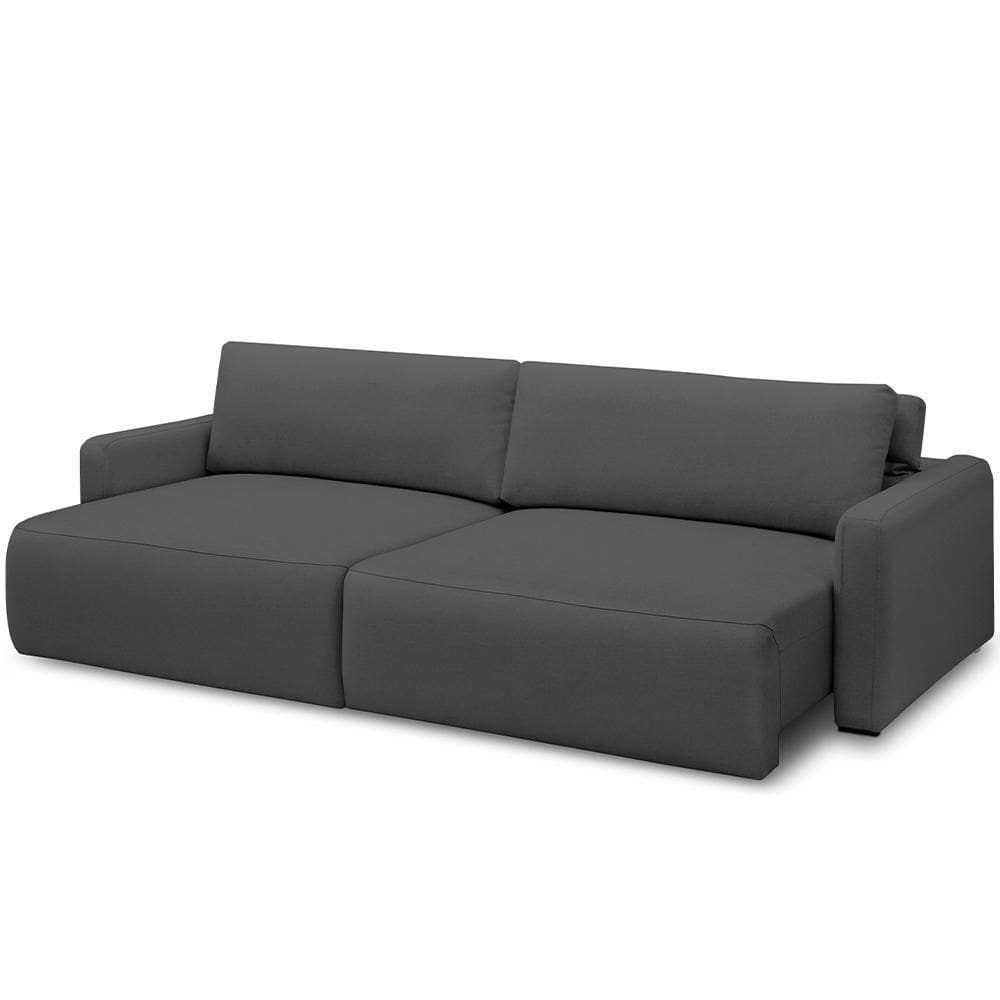Sofá Retrátil Reclinável Para Sala De Estar Living 210cm Sevilha F04 Bouclê Grafite