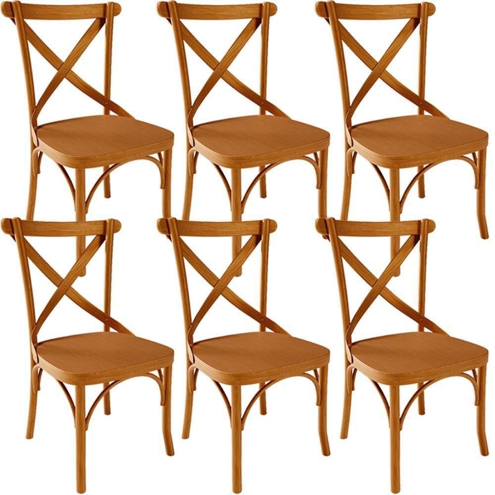 Kit 06 Cadeiras Para Sala De Jantar E Estar Living ávila L02 Madeira Maciça