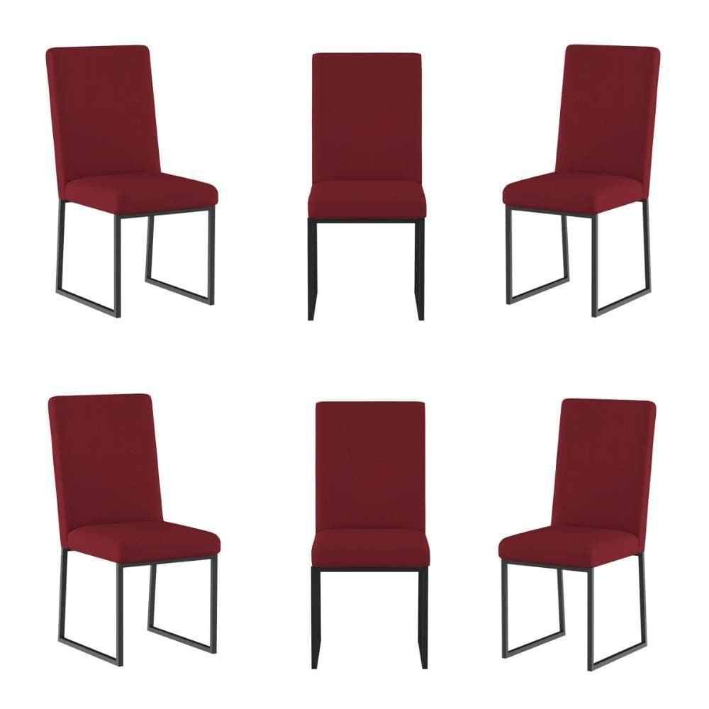 Kit 6 Cadeiras Para Mesa De Jantar Base Industrial Preto Balaqui Cor:marsala Marsala