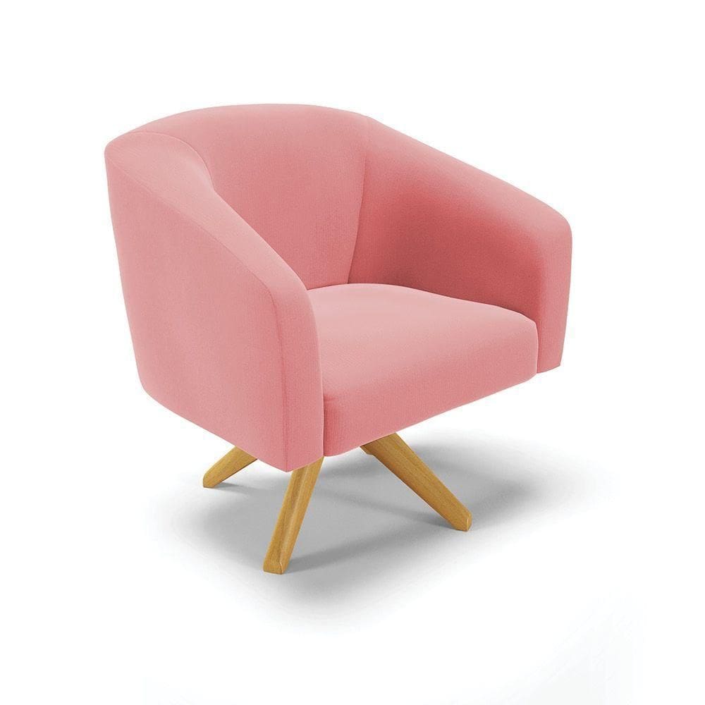 Cadeira Sala De Jantar Giratória Ma30 Stella Suede D03 - D`rossi Cor Rose