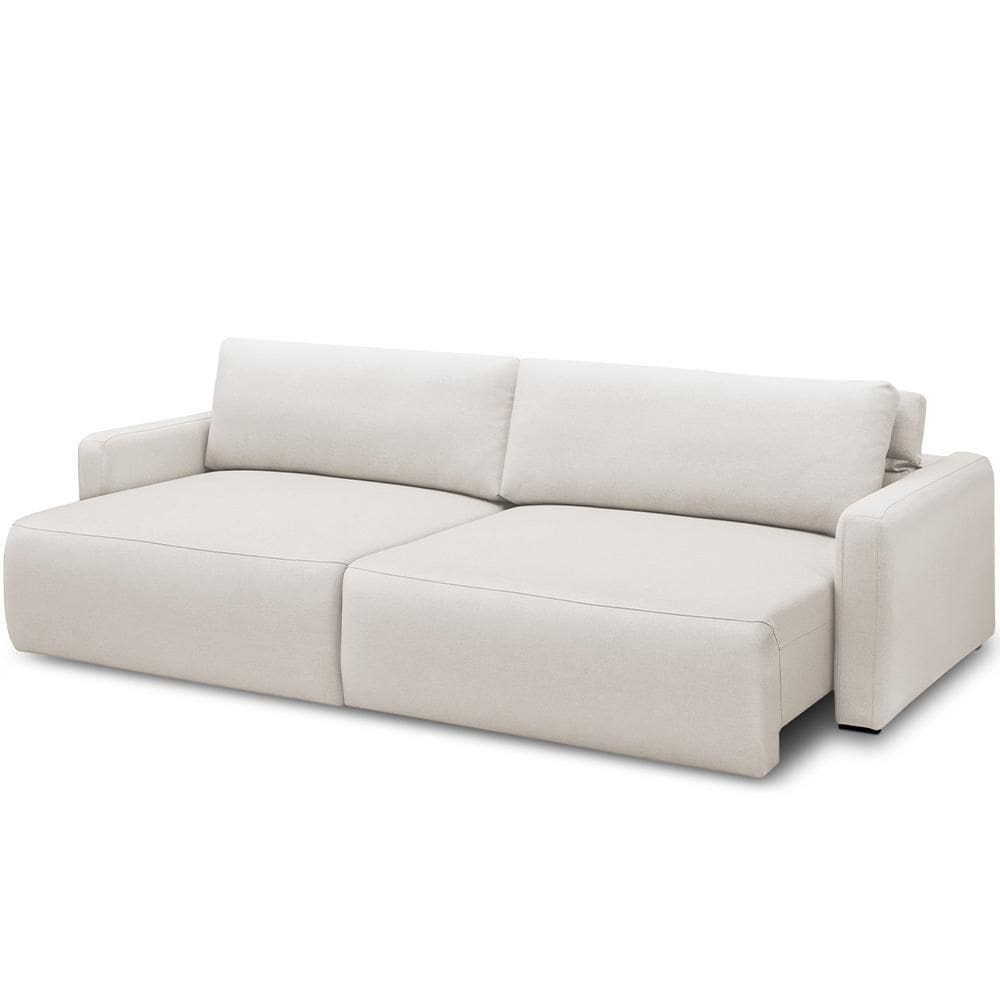 Sofá Retrátil Reclinável Para Sala De Estar Living 240cm Sevilha F04 Bouclê Cru