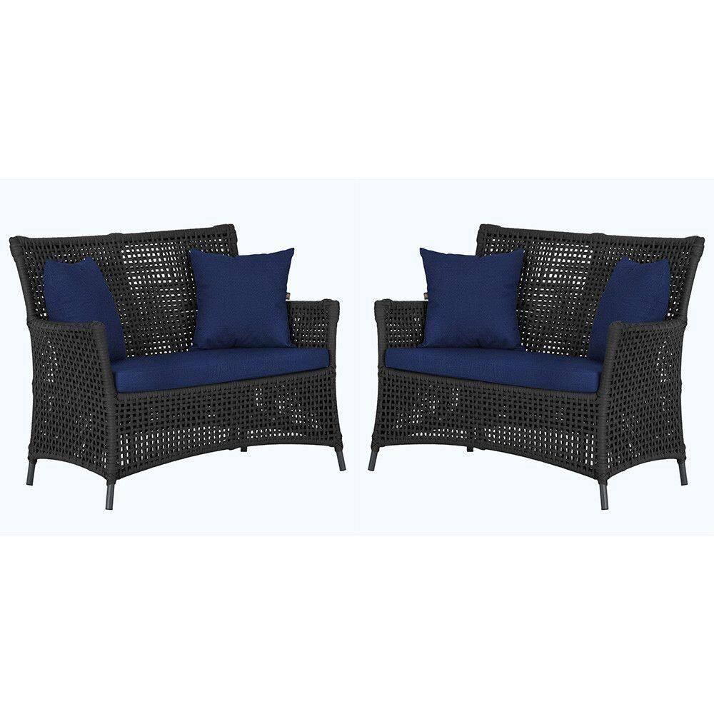 2 Sofás área Externa Igapó Alumínio Preta Corda Náutica E10 Preto