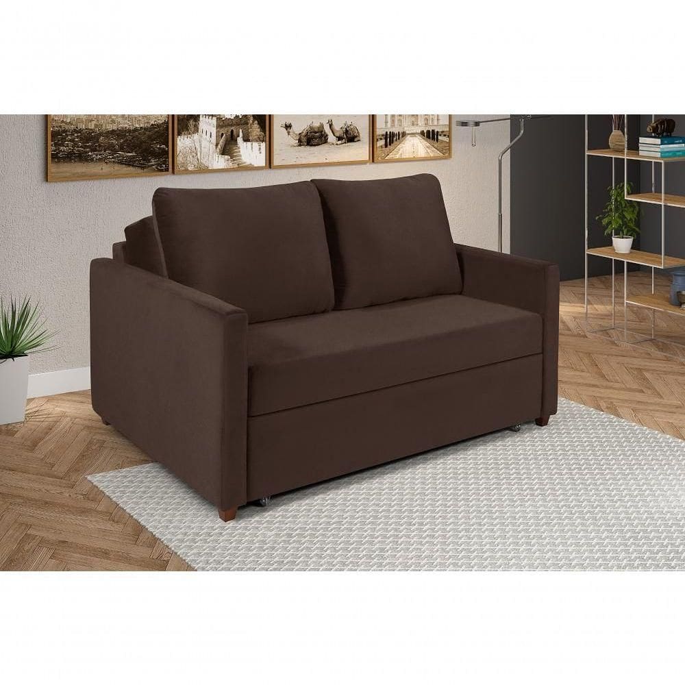 Sofá Cama Hope D33 Suede Casal Império Marrom 379