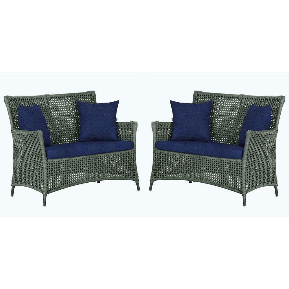 2 Sofás área Externa Igapó Alumínio Preta Corda Náutica E10 Verde