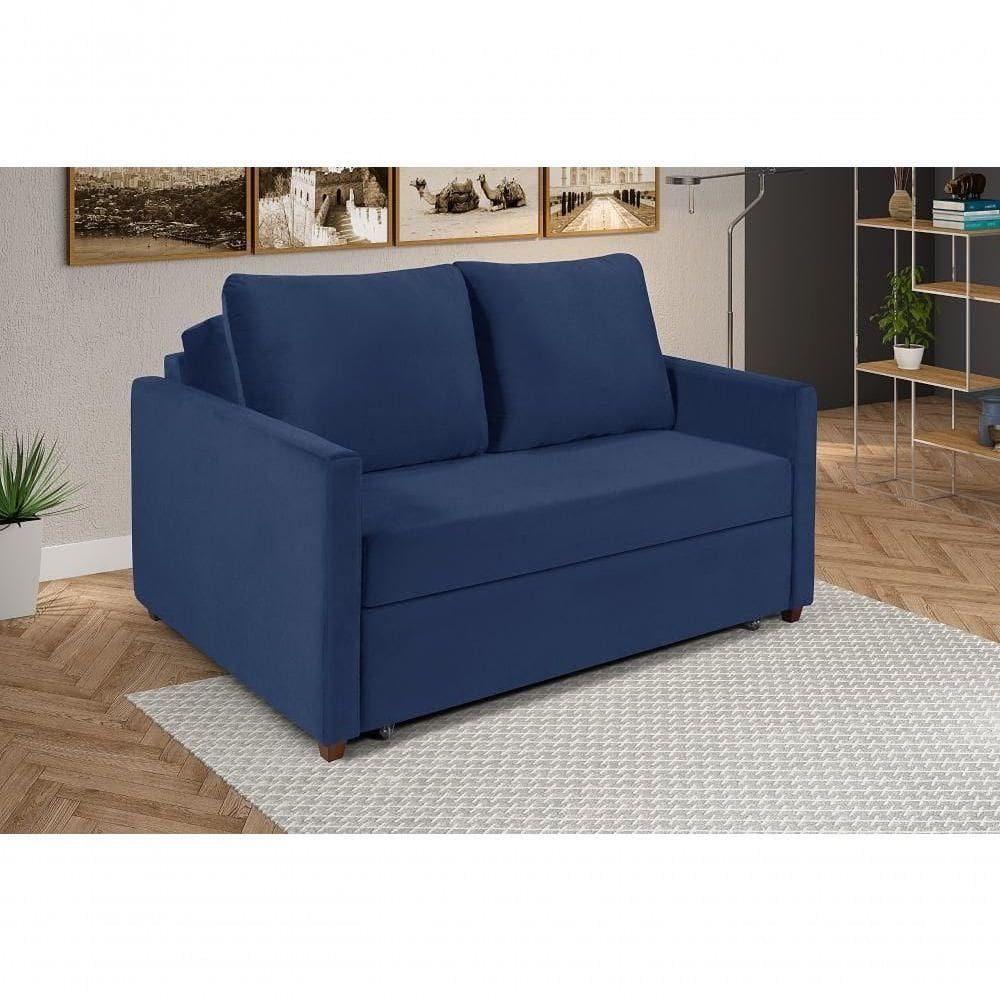Sofá Cama Hope D33 Suede Casal Império Azul 375