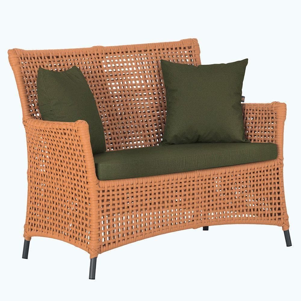 1 Sofá área Externa Igapó Alumínio Preta Corda Náutica E13 Terra Cota