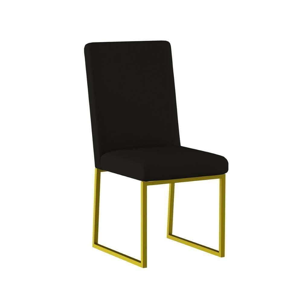Kit 4 Cadeiras Estofadas Base De Ferro Para Mesa De Jantar Preto