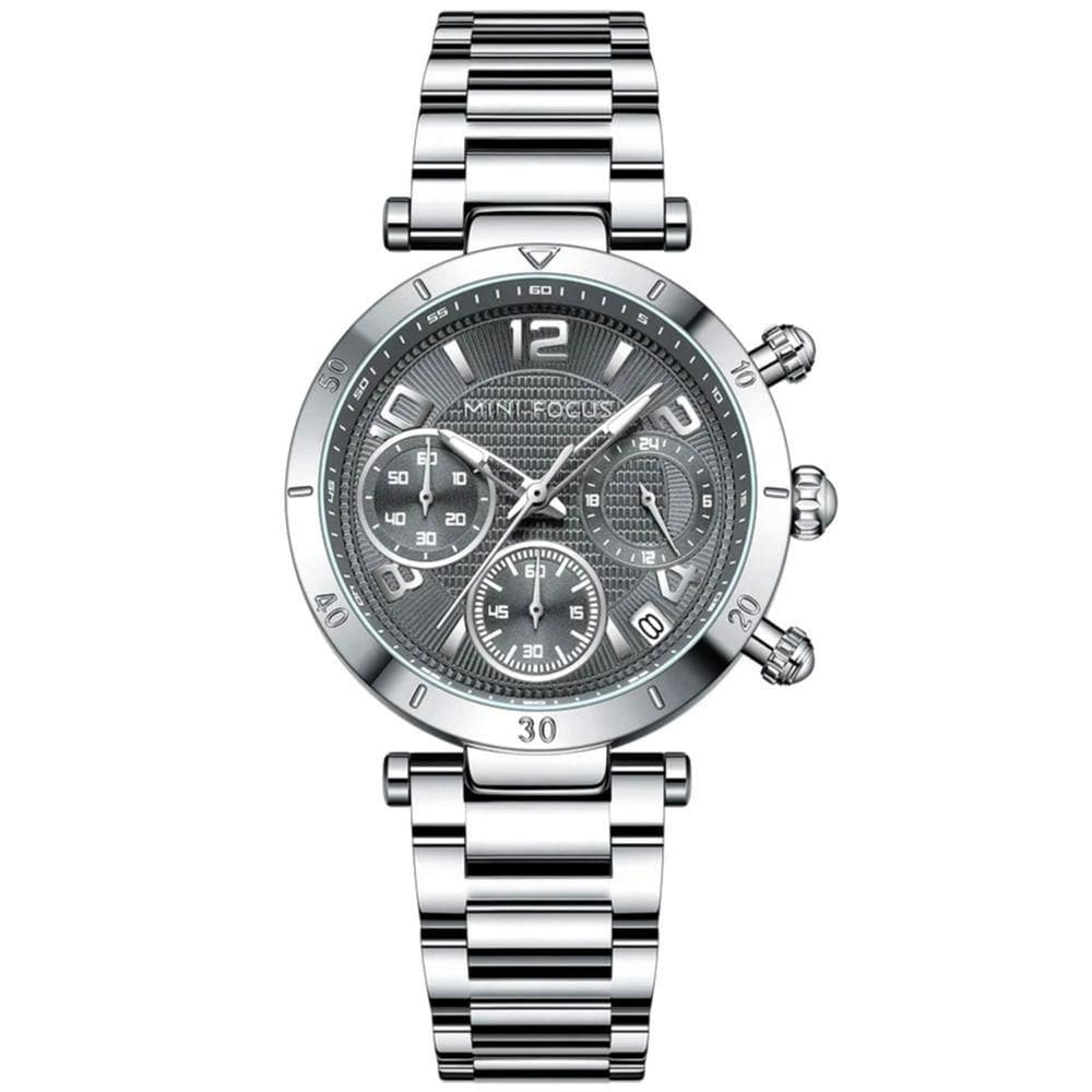 Relógio De Quartzo Feminino Minimalista Com Strass Movimento De Quartzo Cinza