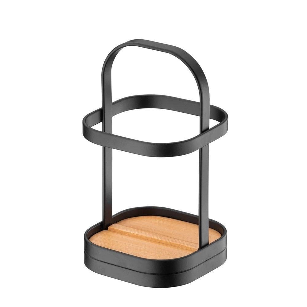Suporte Para Utensílios E Talheres Base De Madeira E Estrutura Metal Preto Fosco Future