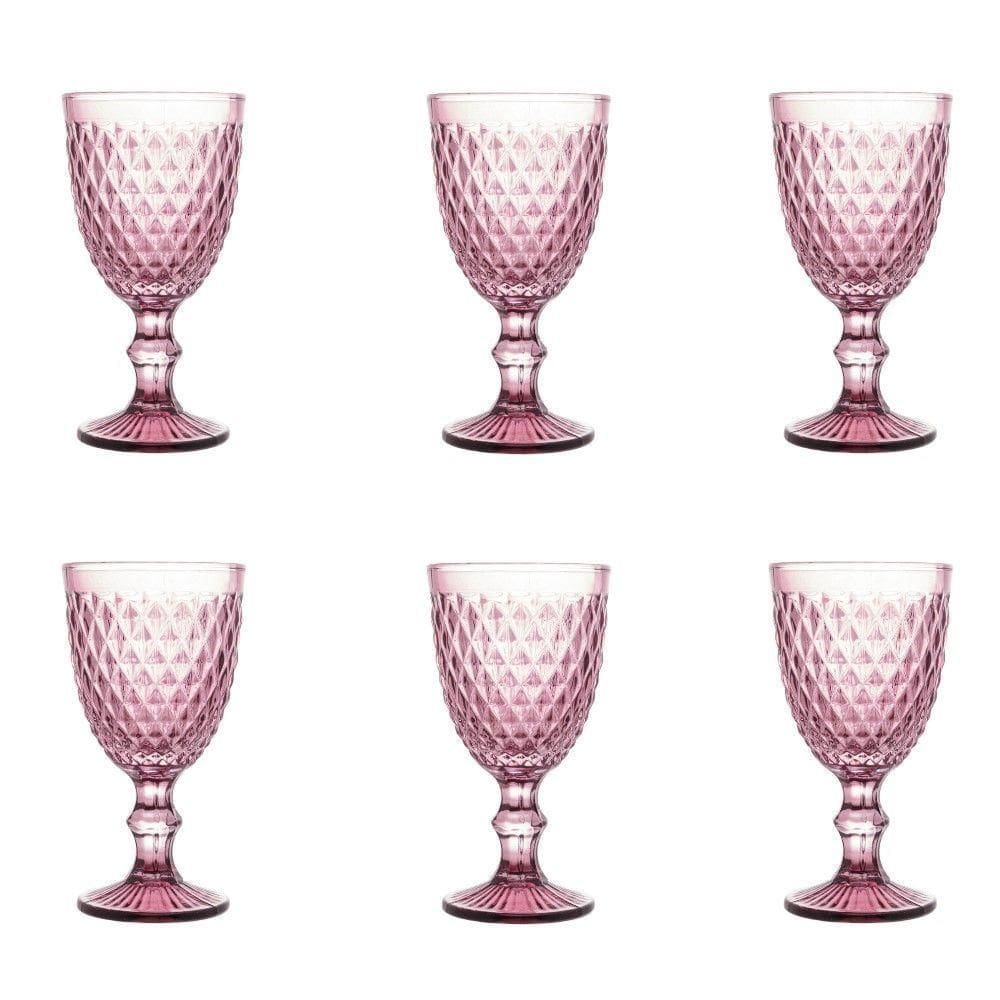 Conjunto De Taças De Vidro Para água 6 Peças 325 Ml Bico De Abacaxi Rosa Lyor