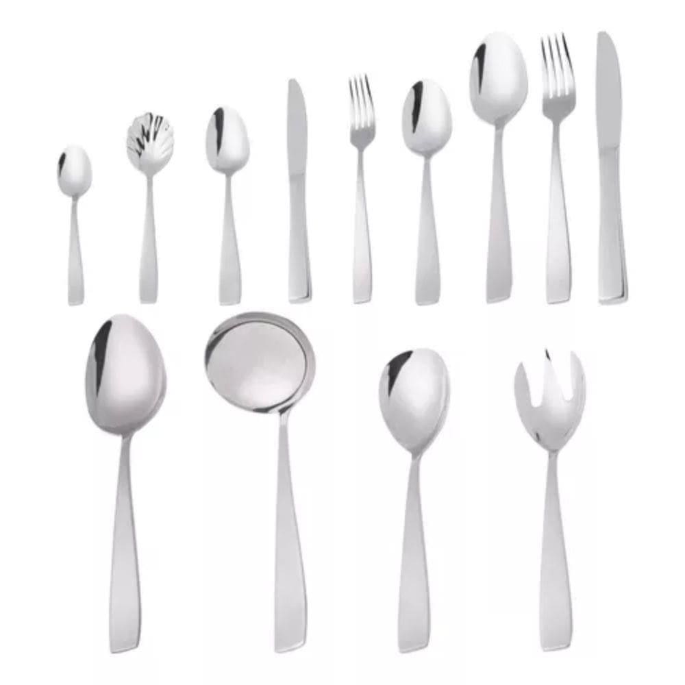 Faqueiro 101 Peças De Aço Inox Com Caixa Litografada Viena Prateado Wolff